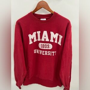 Vintage Miami Reverse Weave Champion Sweatshirt Size M Red Excellent Condition